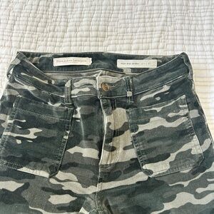 Anthropologie Green Camo Straight Leg Pants